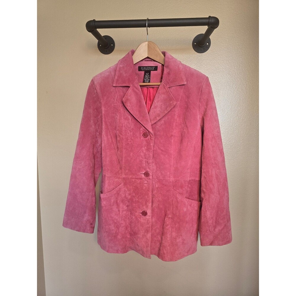 Y2k 100% suede pink 3 button jacket‎ from Dialogue women's size medium
